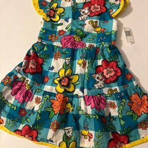 Disney Mona Themed Dress Size 2 Girls Zipper Back Blue & Yellow Floral Kid Dress
